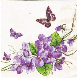 Serwetka -3357- fiołki, motyle
